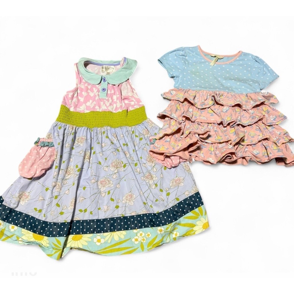 Matilda Jane Girls Dress Lot Size 8 Blue Pink Ruffle Boutique Dresses